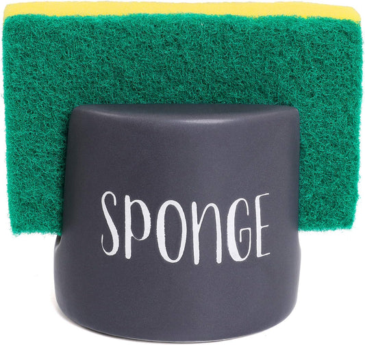 Sponge Holder for Kitchen Sink - Dish Sponge Caddy for Kitchen Sink - Ceramic Sponge Holder - Kitchen Sink Accessories - Farmhouse Fall Decor - Kitchen Counter Decor - Sink Organizer - Black